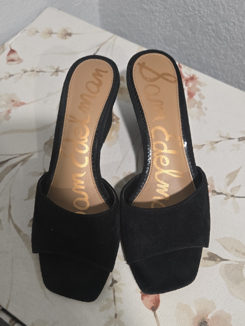 Sam Edelmam Black Suede Wedges